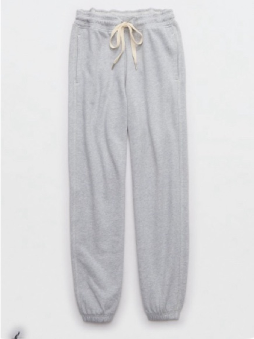 aerie Light Gray Drawstring Fleece Joggers